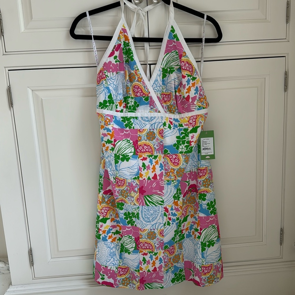 New Lilly Pulitzer madras halter dress